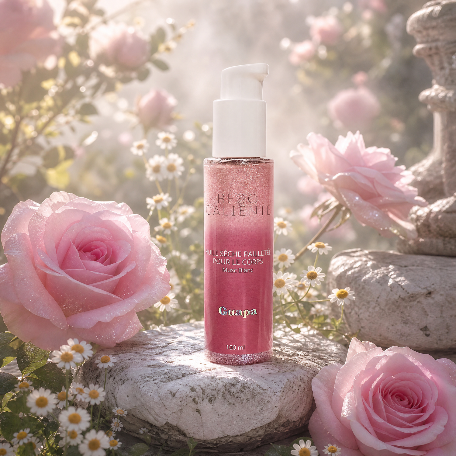 Huile Sèche Musc Blanc GUAPA : Pailletée & Scintillante 100 ml